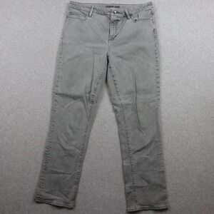 Lands' End Jeans Womens 16 Mid Rise Straight Stretch Flex 5-Pocket Denim Gray